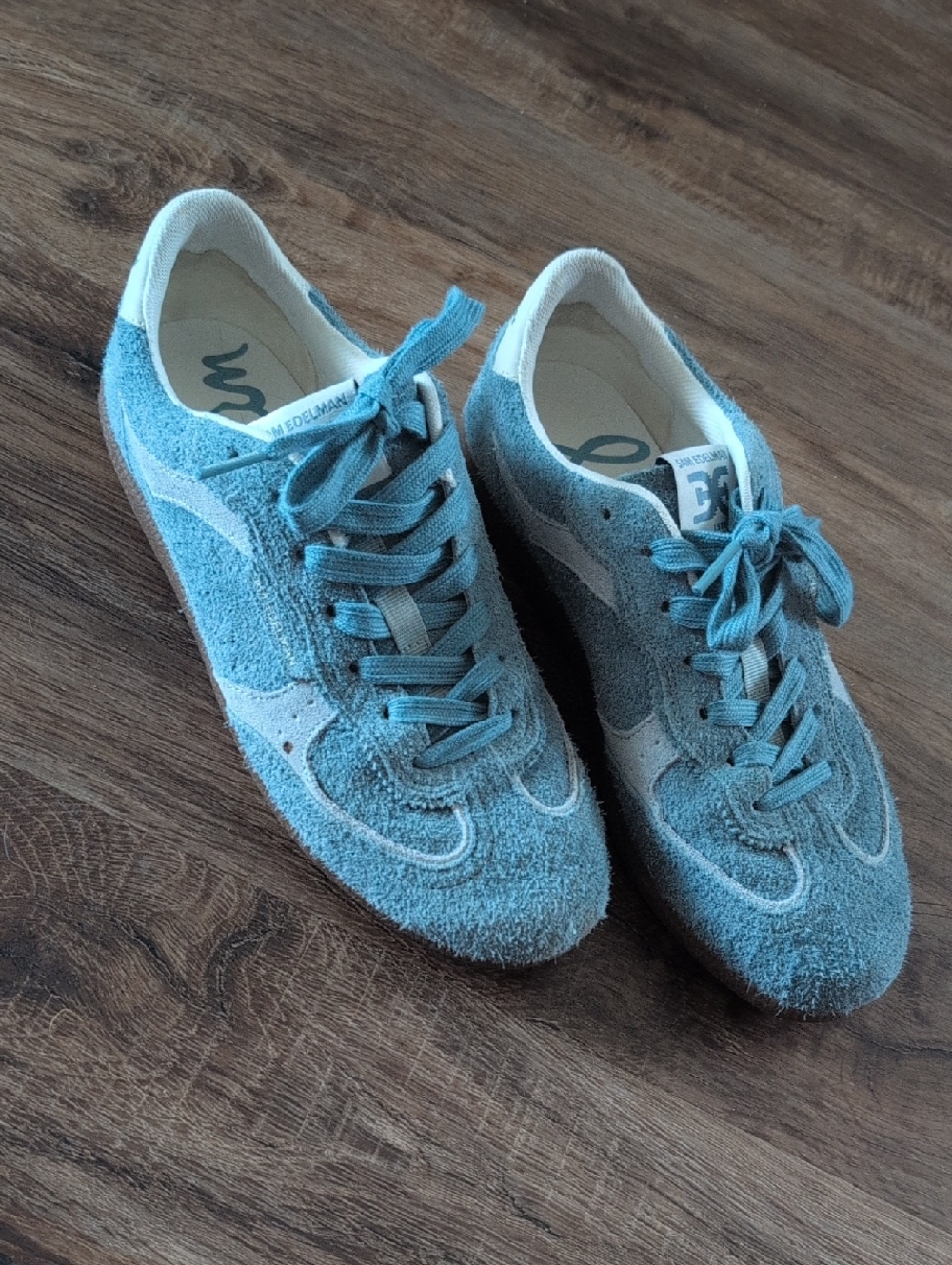 Sam Edelman Light Blue Suede Lace-Up Sneakers